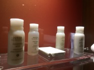 Aveda products in the bathroom